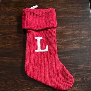 Festive Red Knit Christmas Stocking with Initial